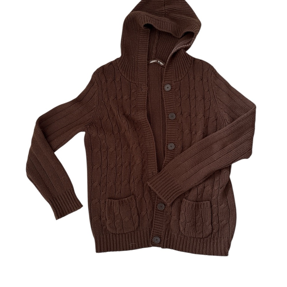 Vintage Woman’s Brown Hooded cable Sweater